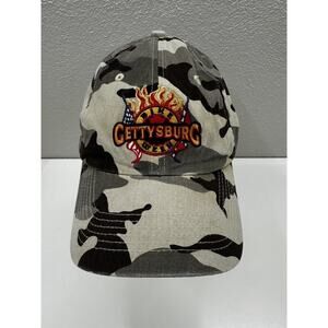 Port Authority Baseball Hat Gettysburg Bike Week PA Gray Camo Adjustable Cap
